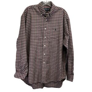 Ralph Lauren Vintage Blake 100% Cotton Blue Plaid L/S Button‎ Shirt XL